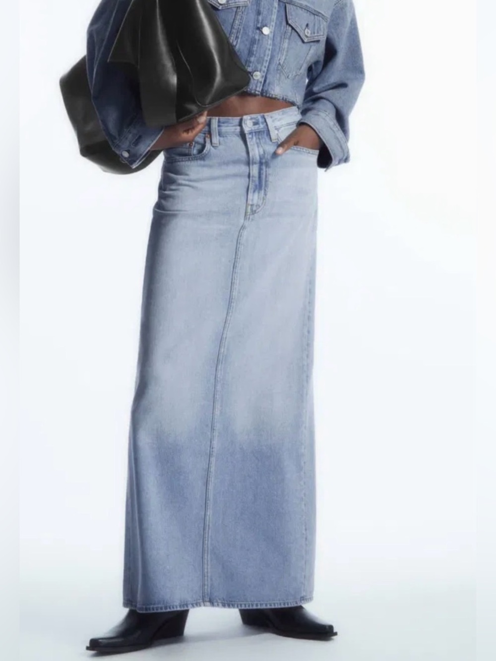 Light Blue Denim Maxi Skirt - Women Jeans